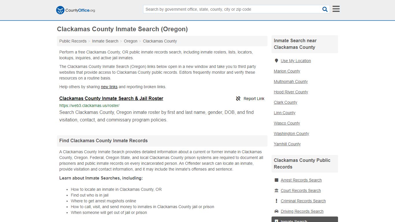 Inmate Search - Clackamas County, OR (Inmate Rosters & Locators)